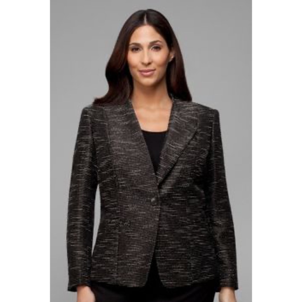 Lafayette 148 Black & White Metallic Blazer | 16